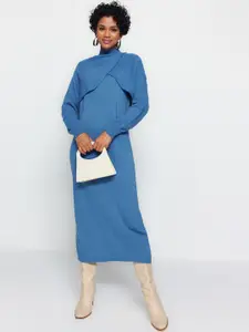 Trendyol High Neck Acrylic Midi Dress