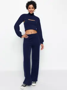 Trendyol Crop Top With Shrug & Trousers