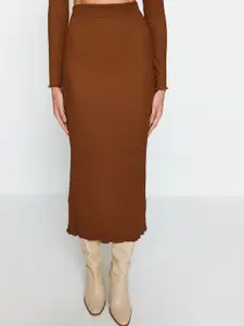 Trendyol Self Design Seersucker Crop Shirt With Pencil Skirt