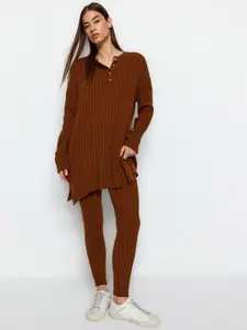Trendyol Ribbed Acrylic Top With Trousers