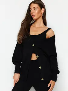 Trendyol Acrylic Top & Straight Trouser With Jacket