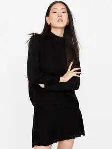 Trendyol Woven-Design High-Neck Sweatshirt With Skirt