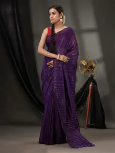 Charukriti Striped Sequinned Pure Silk Saree