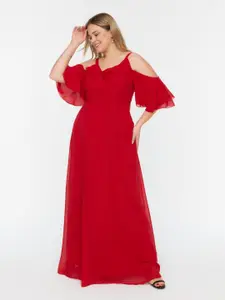 Trendyol Shoulder Straps Cold-Shoulder Sleeves Maxi Dress