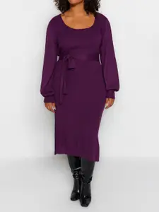 Trendyol Round Neck Long Sleeves Sheath Midi Dress