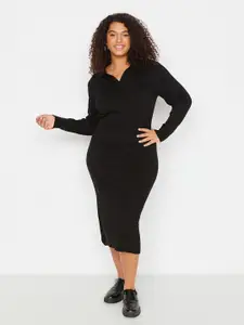 Trendyol Plus Size Shirt Collar Acrylic Jumper Dress