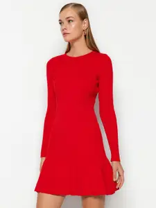 Trendyol Self Designed Round Neck A-Line Mini Dress