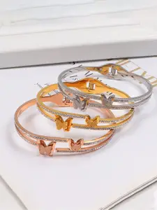 Jewels Galaxy Set Of 3 American Diamond Bangle-Style Bracelet