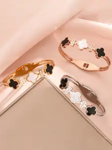 Jewels Galaxy Women Set Of 3 Mother of Pearl Bangle-Style Bracelet