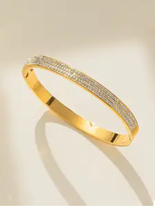 Jewels Galaxy Gold-Plated Stainless Steel Bangle-Style Bracelet