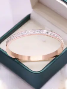 Designs & You Rose Gold Plated AD Studded Bangle-Style Bracelet