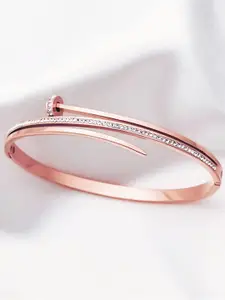 Designs & You American Diamond Rose Gold-Plated Stainless Steel Bangle-Style Bracelet