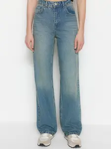 Trendyol Women Mid-Raise Clean Look Heavy Fade Non Stretchable Casual Cotton Jeans