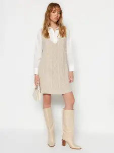 Trendyol Self Design A-Line Acrylic Dress