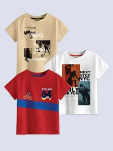 BAESD Boys Pack Of 3 Graphic Printed Cotton T-Shirt