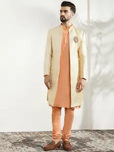 KISAH Men Ethnic Self Design Kurta & Indowestern Sherwani With Churidar