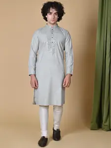 MAAHI FABS Mandarin Collar Mirror Work Straight Kurta