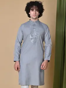 MAAHI FABS Mandarin Collar Pure Cotton Straight Kurta