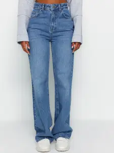 Trendyol Women Mid-Rise Low Distress Light Fade Jeans