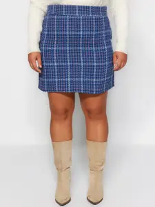 Trendyol Checked Pure Cotton A-Line Mini Skirt