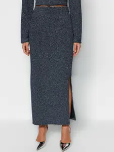 Trendyol Self Design Maxi Length Straight Skirt With Belt