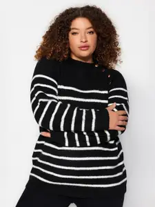 Trendyol Striped Round Neck Long Sleeve Acrylic Pullover Sweaters