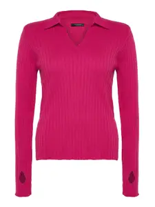 Trendyol Shirt Collar Ribbed Pure Acrylic Pullover