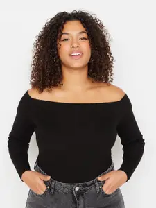 Trendyol Ribbed Off Shoulder Acrylic Pullover Sweater