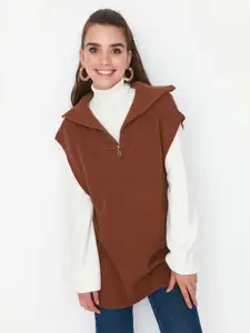 Trendyol Ribbed Mock Collar Acrylic Sweater Vest