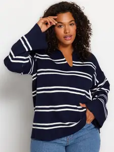 Trendyol Striped V-Neck Pullover