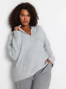 Trendyol Ribbed Mock Collar Acrylic Pullover