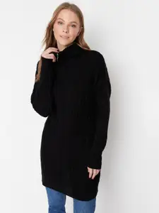 Trendyol Cable Knit Self Design Acrylic Longline Pullover Sweaters