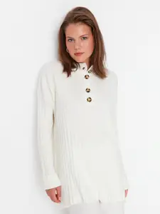 Trendyol Ribbed Pullover Acrylic Longline Sweater