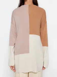 Trendyol Colourblocked Pure Acrylic Longline Pullover