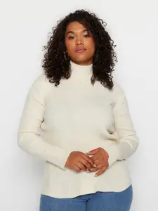 Trendyol Plus Size Ribbed Turtle Neck Acrylic Pullover Sweaters