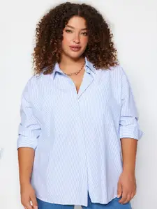 Trendyol Plus Size Opaque Striped Casual Shirt