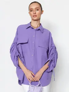 Trendyol Ruched Sleeves Casual Shirt Style Top