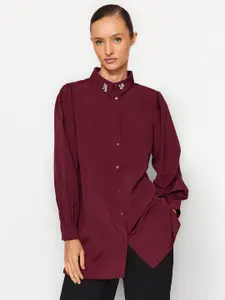 Trendyol Spread Collar Longline Casual Shirt