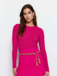 Trendyol Ribbed Round Neck Long Sleeve Acrylic Pullover Sweaters