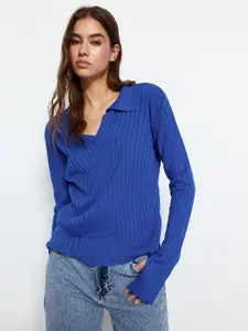 Trendyol Ribbed Shirt Collar Acrylic Pullover
