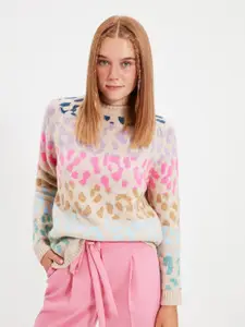Trendyol Animal Printed High Neck Pullover