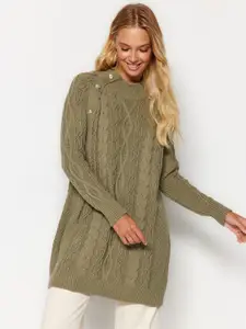 Trendyol Cable Knit Longline Acrylic Pullover