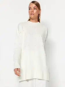 Trendyol Embellished Pure Acrylic Longline Pullover Sweaters