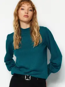 Trendyol Geometric Self Design High Neck Pure Acrylic Pullover