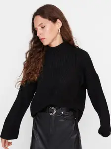 Trendyol Ribbed Mock Collar Pullover Sweater