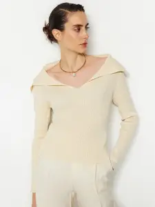 Trendyol Ribbed V-Neck Pullover
