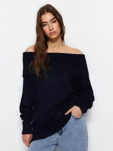 Trendyol Off-Shoulder Ribbed Pullover Sweaters