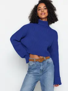 Trendyol Ribbed Turtle Neck Acrylic Crop Pullover Sweaters