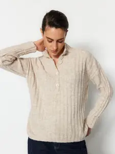 Trendyol Ribbed Mock Collar Pullover Sweaters