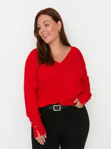 Trendyol Acrylic V-Neck Pullover Sweaters